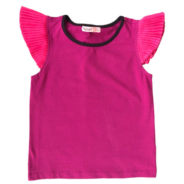 Freshbaked Cerise tee with frill sleeves - Size 5