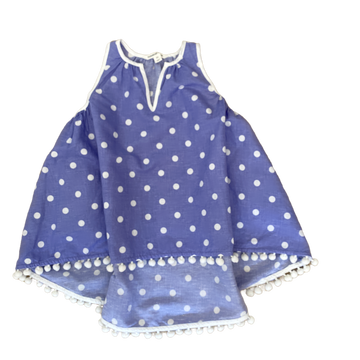 country road blue with white spots dress - Size 3