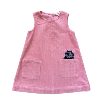 danger kids pink corduroy cat pinafore - Size 4