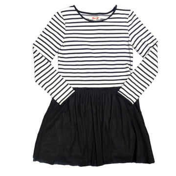 Gum Black & white stripe dress with black tulle skirt - Size 10