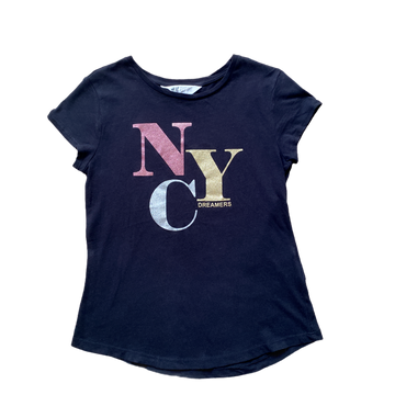 H&M NYC glitter logo tee - Size 11-12