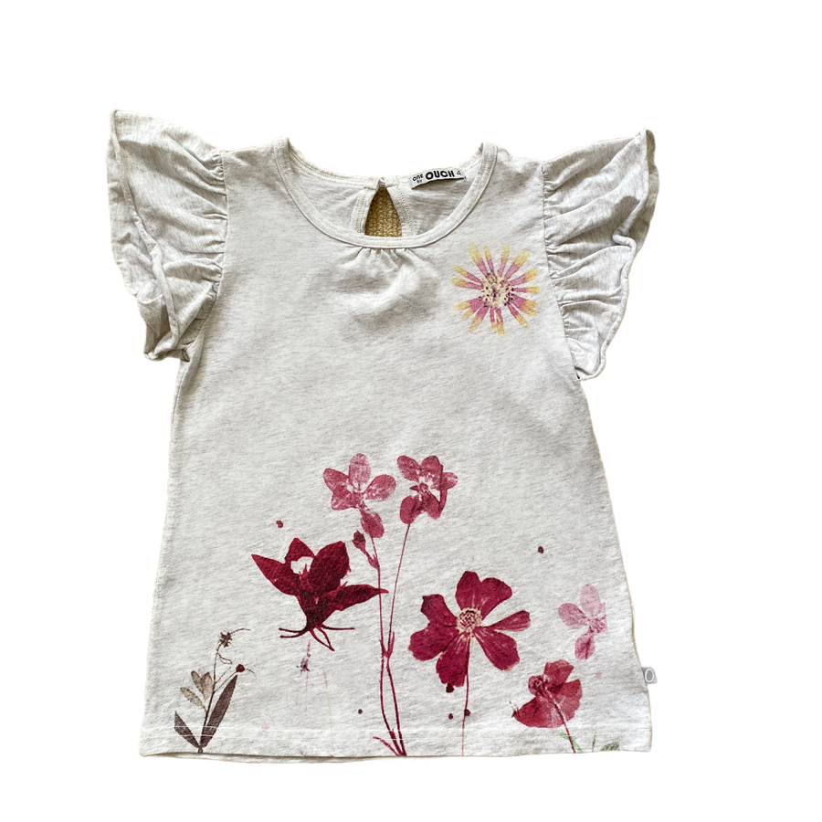 One by Ouch Flower tee - Size 4