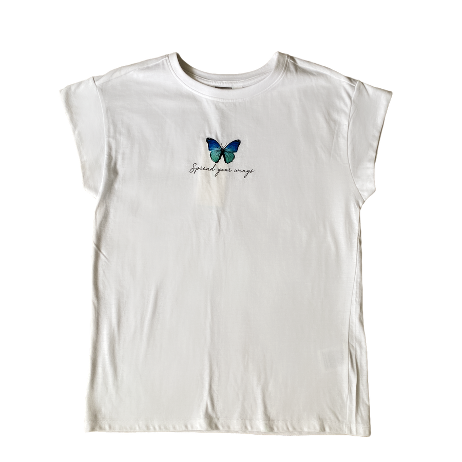 Tilii White Butterfly tee NWT - Size 12