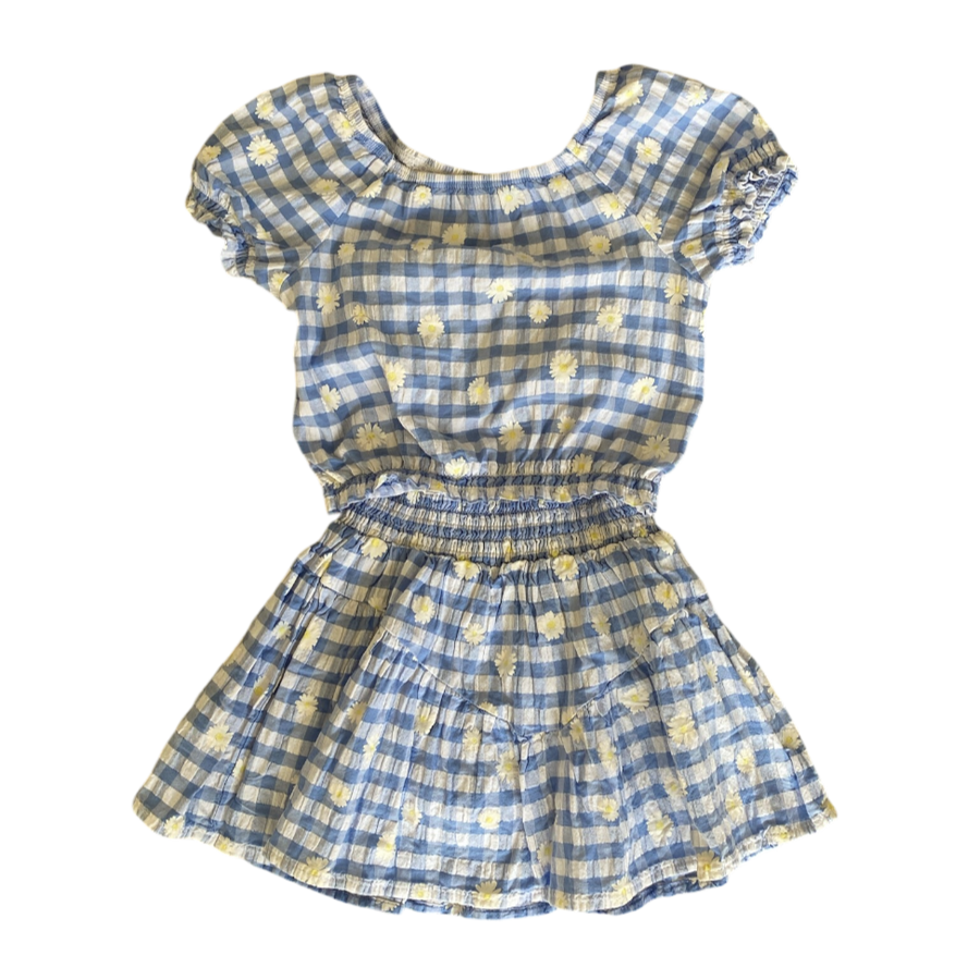 Cotton On Kids Blue Gingham Top and Skirt Set size 3