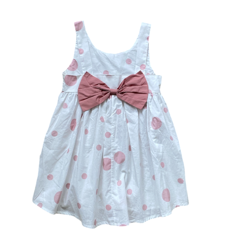 popopie Cream Dress with Pink Spots size 3