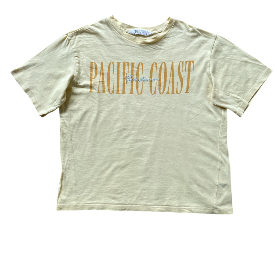 H&M Yellow T-shirt Pacific Coast Motif Size 9-10