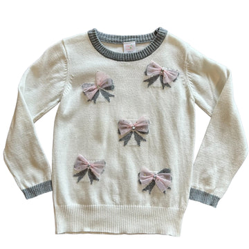 Ollies Place white jumper with bows - Size 3