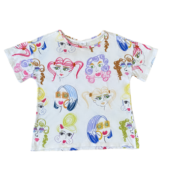 Zara Cream T-shirt with Faces - Size 11-12