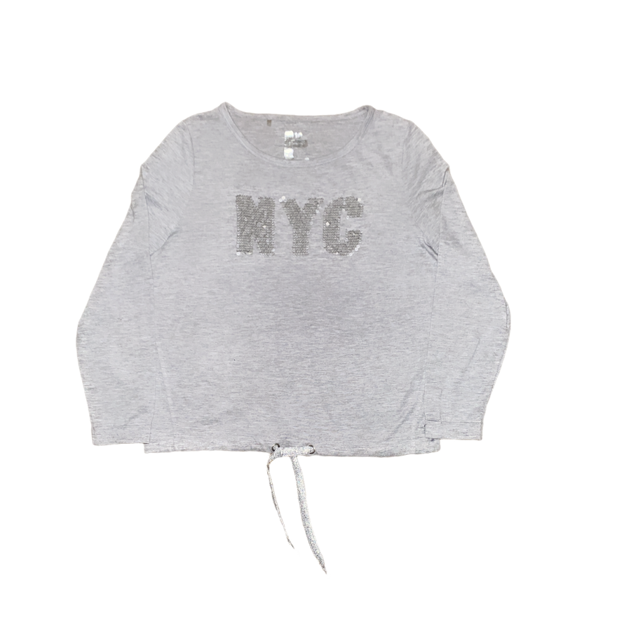 Pavement Grey Top with NYC Sequins - Size 10