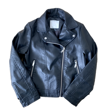 Primark Black Leather-look Biker Jacket - Size 9